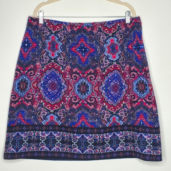 Talbots Plus Paisley Print Skirt Size 1X A-line Stretch Floral Boho Pull-on - Picture 1 of 10
